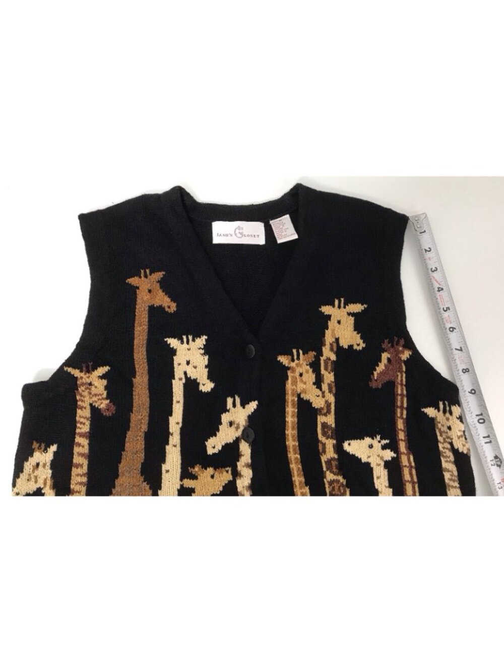 Vintage Jane's Closet Giraffe Knit Sweater Vest Women's M Safari Teacher Core - Picture 9 of 13